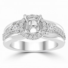 0.45 ct Ladies Round Cut Diamond Semi Mounting Engagement Ring in 14 kt White Gold